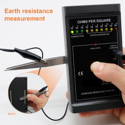 ब्लैक पोर्टेबल ईएसडी कलाई का पट्टा परीक्षक स्टेटिक इलेक्ट्रिसिटी डिटेक्शन मॉनिटर
